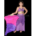 Petit eventail de danse orientale fuschia violet