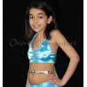 Top satiné de danse orientale enfant turquoise