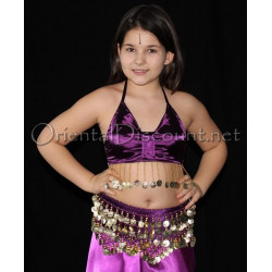 Top satiné de danse orientale enfant violet