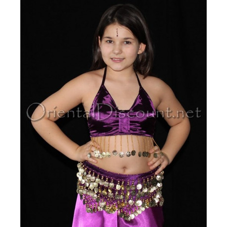 Top satiné de danse orientale enfant violet