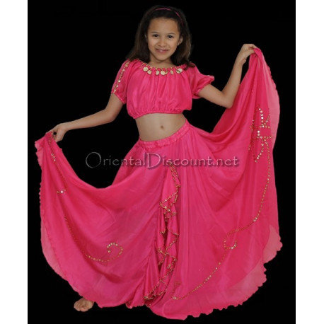 Costume de danse orientale enfant fuschia