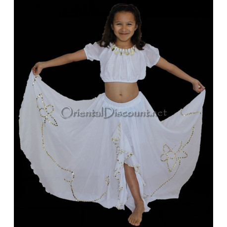 Costume de danse orientale enfant blanc