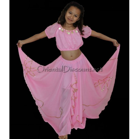 Costume de danse orientale enfant rose clair