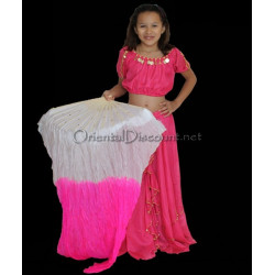 Petit eventail de danse orientale rose blanc