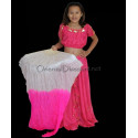 Petit eventail de danse orientale rose blanc ourlé