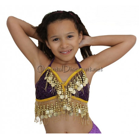 Soutien gorge enfant de danse orientale violet
