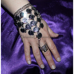Bracelet bague sequins argentés