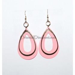 Boucles d oreilles ovale rose et doré
