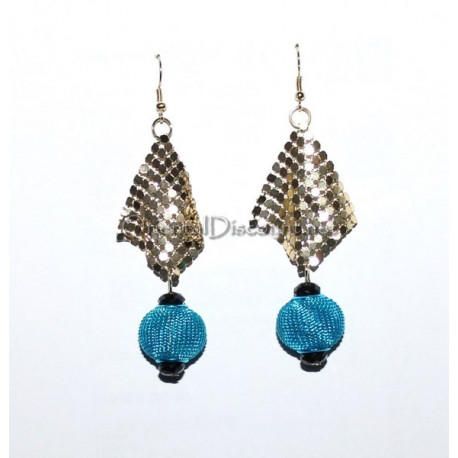 Boucles d oreilles boule turquoise