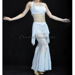 Tenue de cours de danse orientale en dentelle Blanc