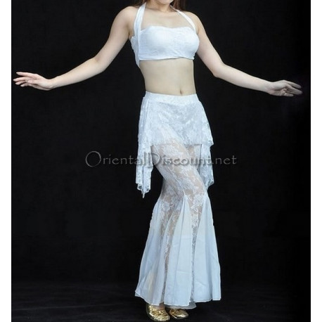Tenue de cours de danse orientale en dentelle Blanc
