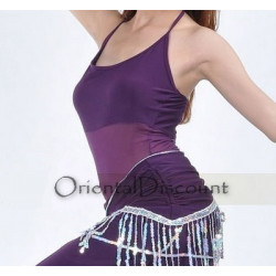 Haut de danse orientale bi matière violet
