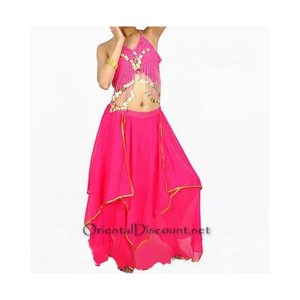 Costume De Danse Orientale Pour Fille - Tenue Danse Du Ventre Scintillante - Mousseline De Soie - Pour Halloween, Carnaval, Spectacle