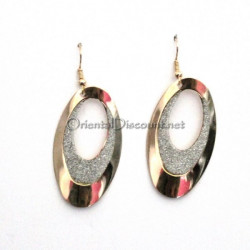 Boucles d oreilles doré et paillettes argentées