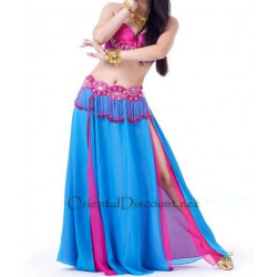 Ensemble de danse orientale bleu et fuschia