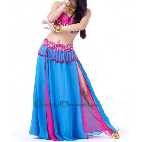 Ensemble de danse orientale bleu et fuschia