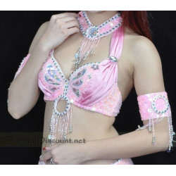Soutien gorge satin de danse orientale rose clair