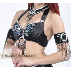 Soutien gorge satin de danse orientale noir