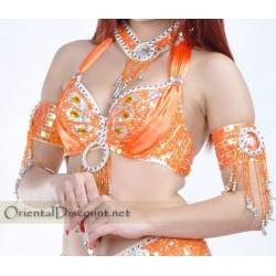 Soutien gorge satin de danse orientale orange