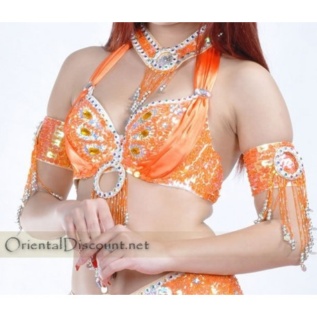 Soutien gorge satin de danse orientale orange