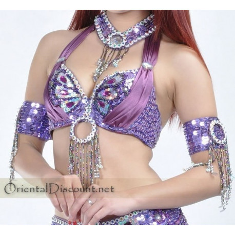 Soutien gorge satin de danse orientale violet