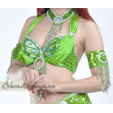 Soutien gorge satin de danse orientale vert anis