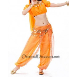 Costume de danse orientale top sarouel orange