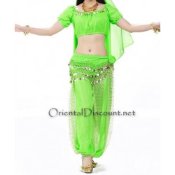 Costume de danse orientale top sarouel vert