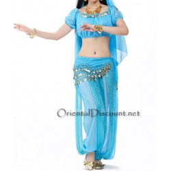 Costume de danse orientale top sarouel turquoise
