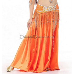 Jupe satin ouverte orange