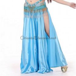 Jupe satin ouverte turquoise