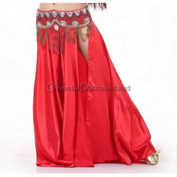 Jupe satin ouverte rouge