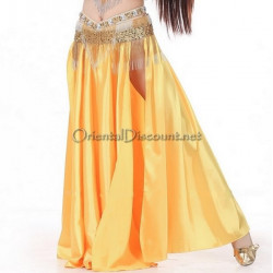 Jupe satin ouverte jaune clair