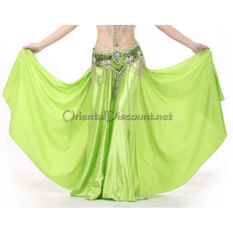 Jupe satin ouverte vert anis