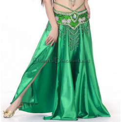 Jupe satin ouverte vert foncé