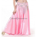 Jupe satin ouverte rose clair