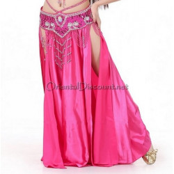 Jupe satin ouverte de danse orientale fuschia