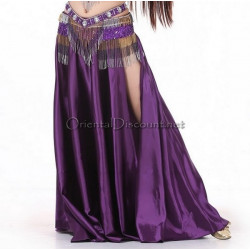 Jupe satin ouverte de danse orientale violet