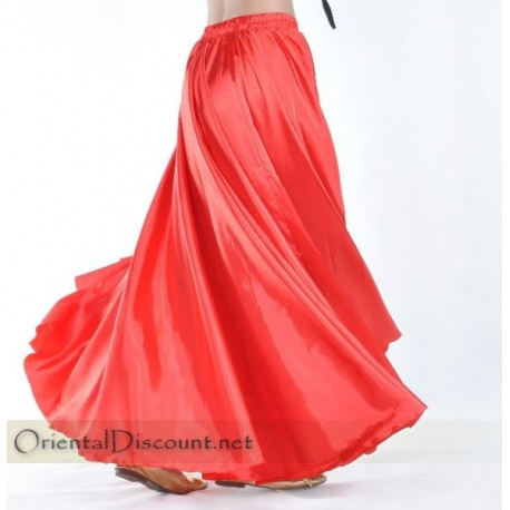 Jupe satin de danse orientale rouge