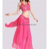 Ensemble de danse orientale top + jupe longue à sequins fuschia