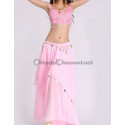 Ensemble de danse orientale top + jupe longue à sequins rose clair