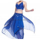 Ensemble de danse orientale top + jupe longue à sequins bleu roy