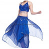 Ensemble de danse orientale top + jupe longue à sequins bleu roy