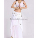 Ensemble de danse orientale top + jupe longue à sequins blanc