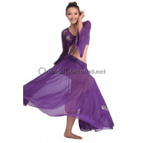 Costume de danse orientale violet top jupe