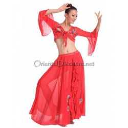 Costume de danse orientale rouge top jupe