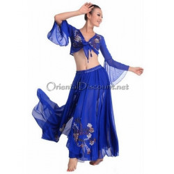 Costume de danse orientale bleu roy top jupe