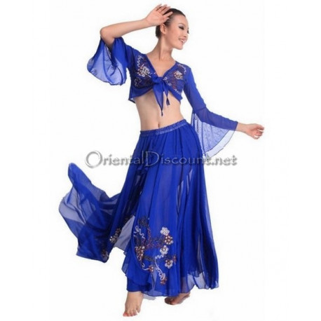 Costume de danse orientale bleu roy top jupe