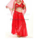 Ensemble de danse orientale top + jupe longue à sequins rouge