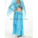Ensemble de danse orientale top + jupe longue à sequins turquoise
